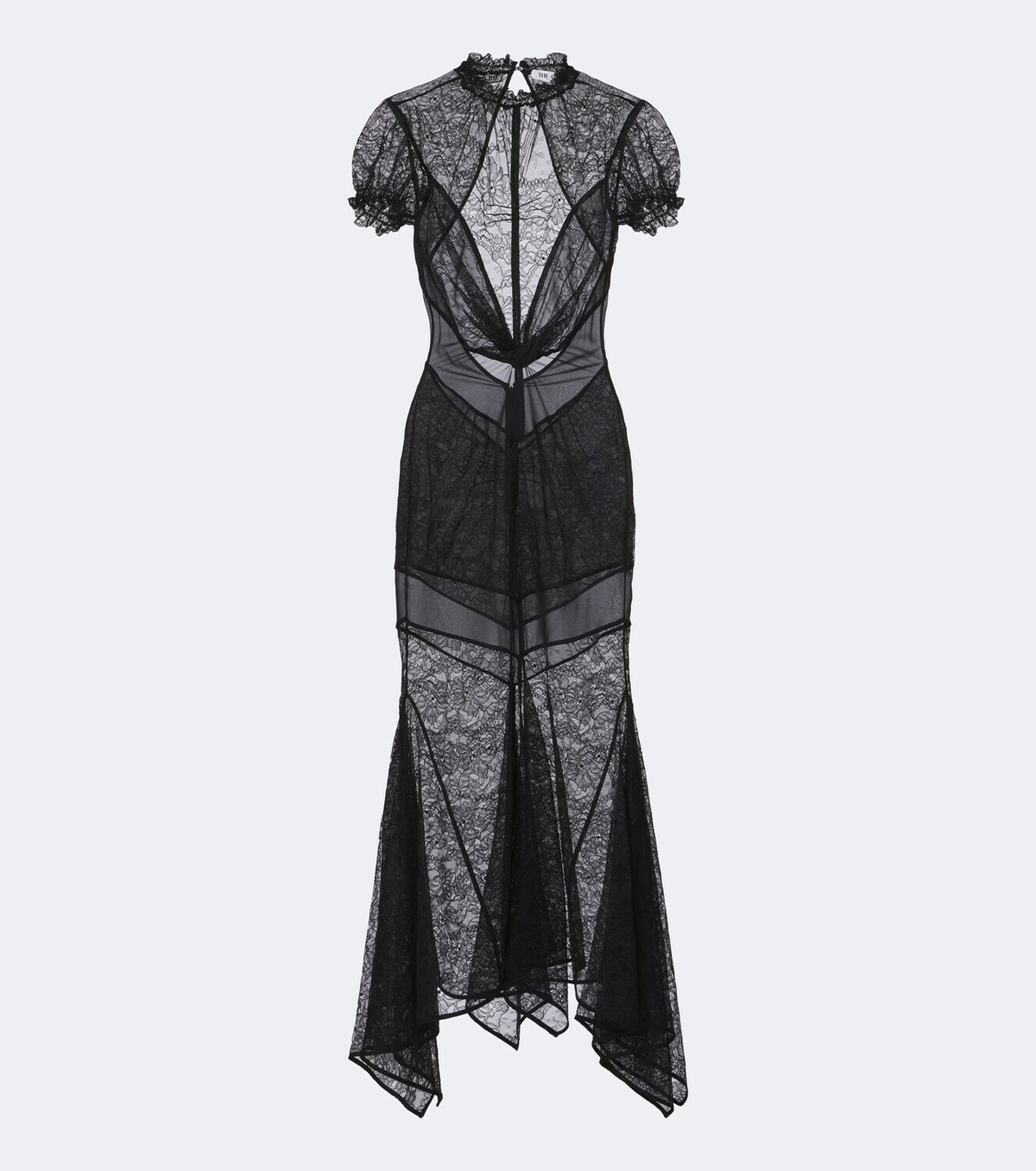The Attico Semi-sheer asymmetric lace midi dress