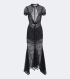 The Attico Semi-sheer asymmetric lace midi dress