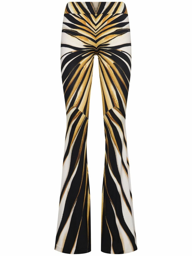 Photo: ROBERTO CAVALLI Ray Of Gold Printed Lycra Flared Pants