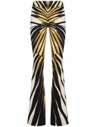 ROBERTO CAVALLI Ray Of Gold Printed Lycra Flared Pants