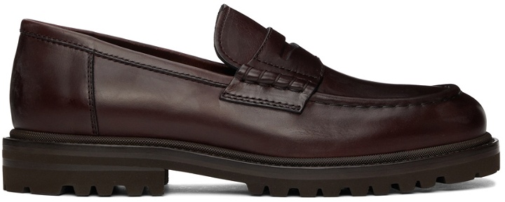 Photo: Brunello Cucinelli Burgundy Leather Lug Sole Penny Loafers
