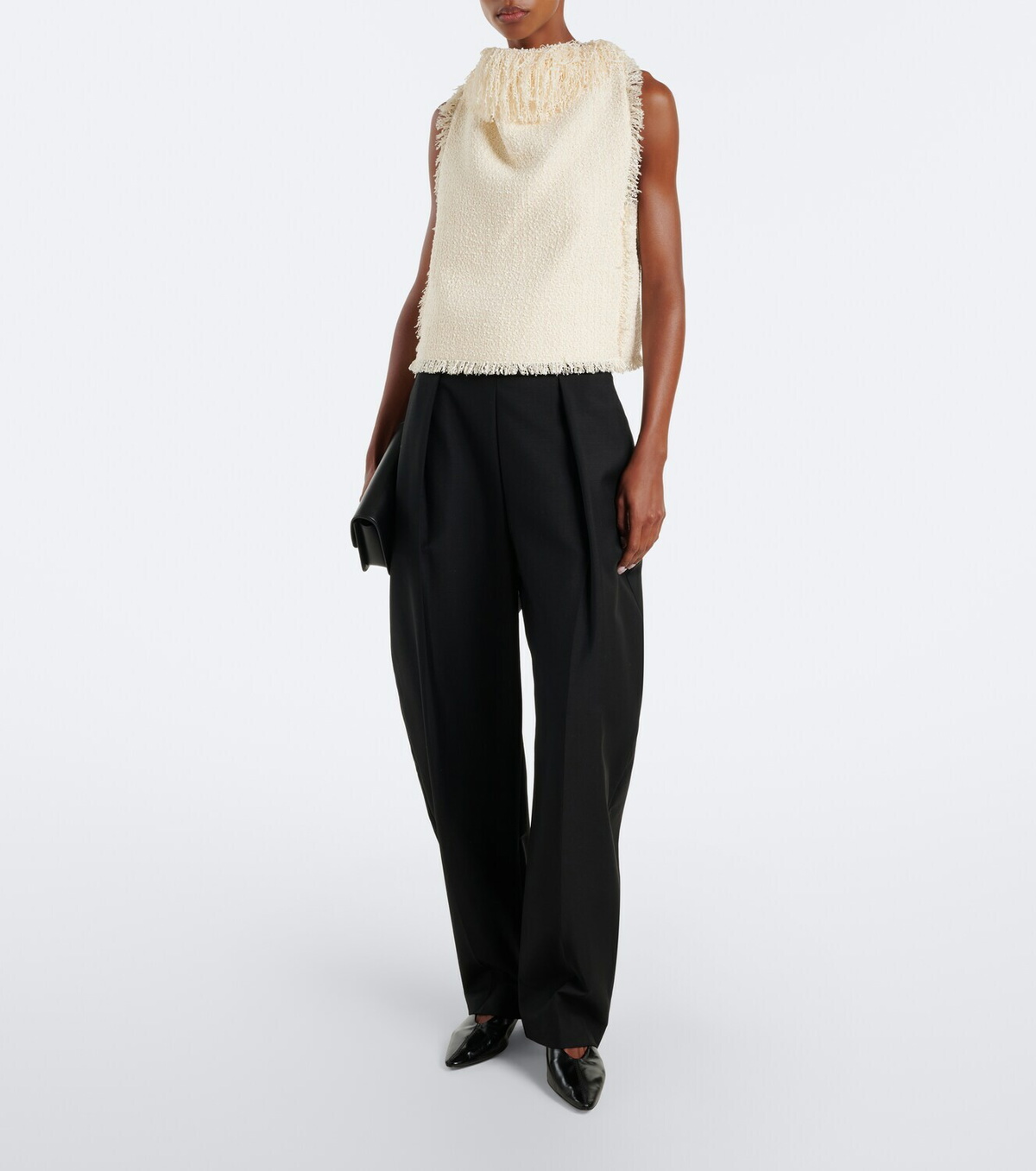 Róhe Fringed bouclé top