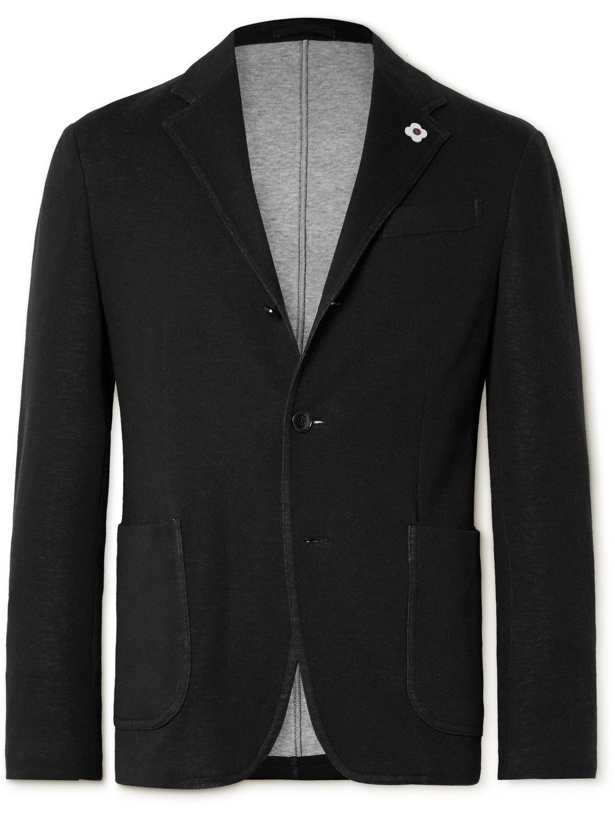 Photo: Lardini - Slim-Fit Unstructured Cotton-Blend Jersey Blazer - Black