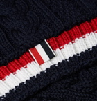Thom Browne - Striped Cable-Knit Merino Wool Scarf - Blue