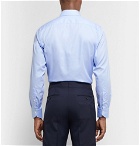 Canali - Light-Blue Slim-Fit Checked Cotton-Poplin Shirt - Blue