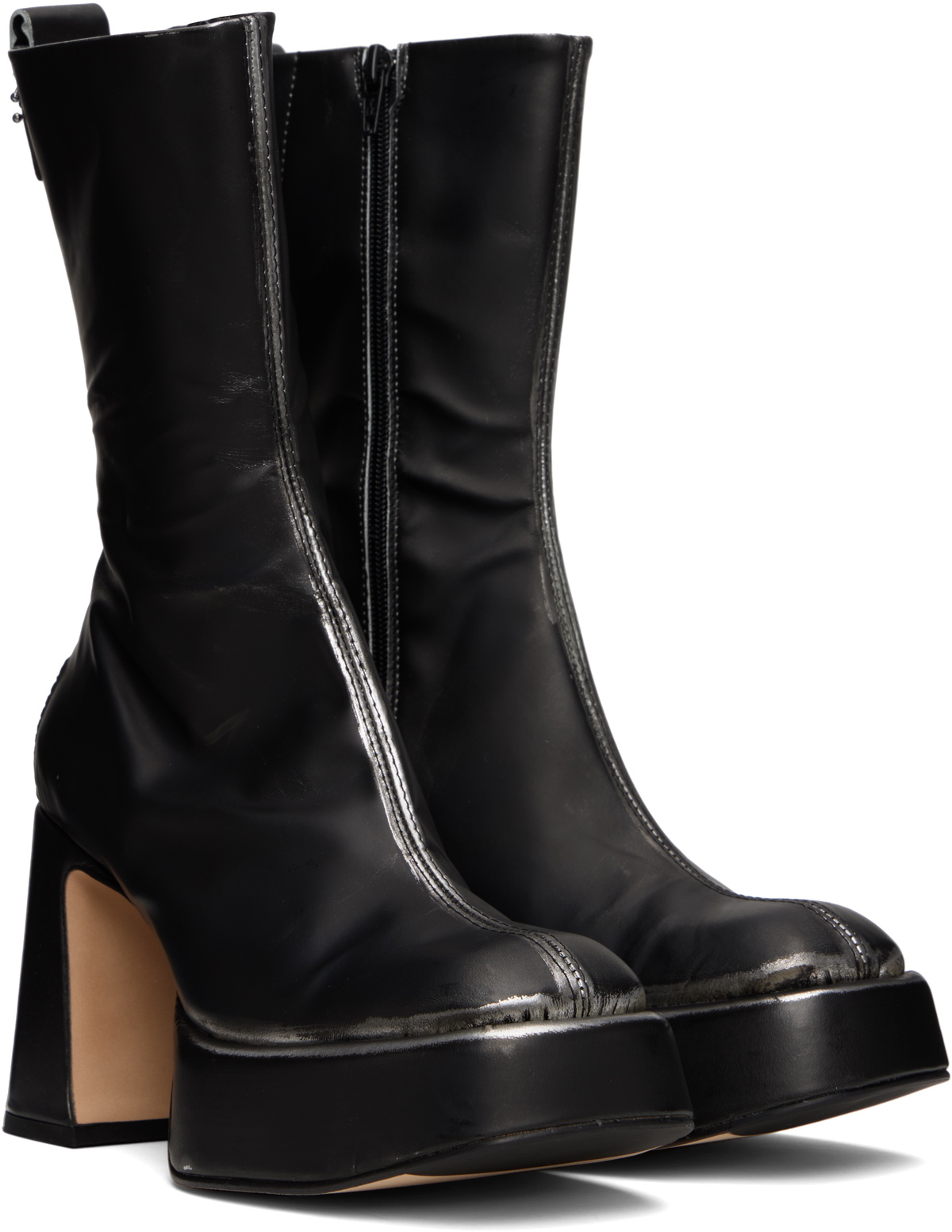 Miista Black & White Apple Ankle Boots