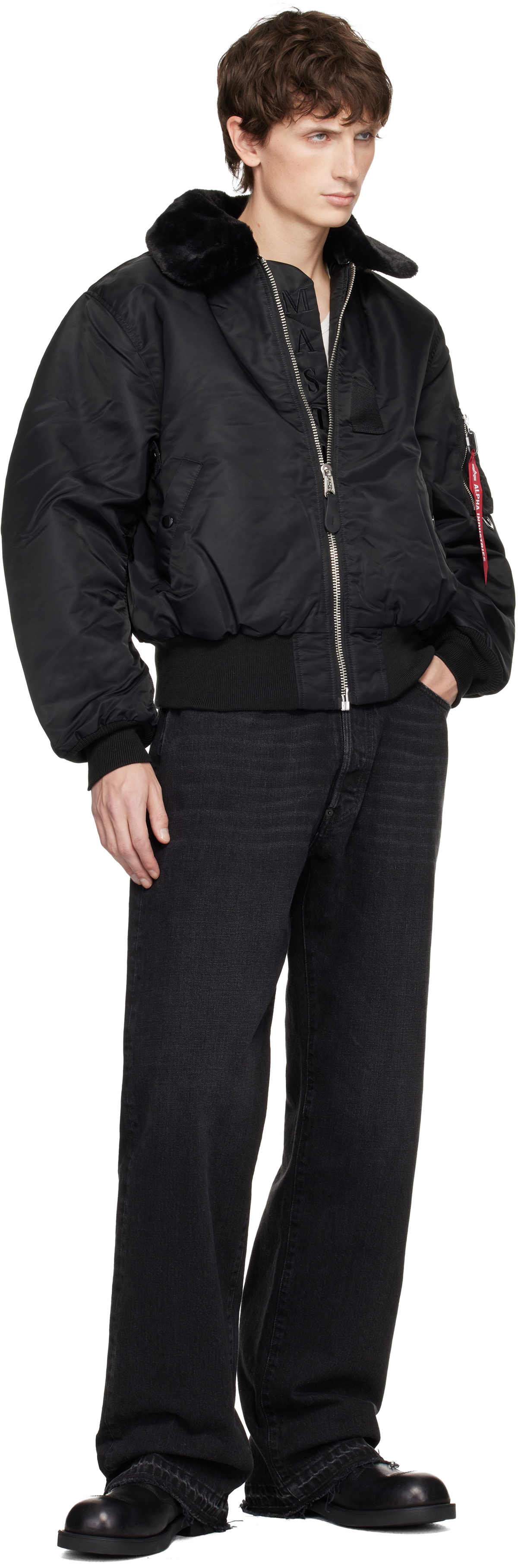 MASTERMIND WORLD Black Alpha Industries Edition B-15 Flight Reversible Bomber Jacket