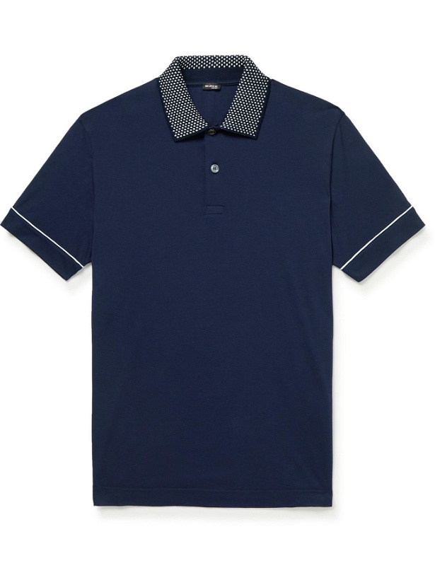 Photo: Kiton - Cotton-Piqué Polo Shirt - Blue