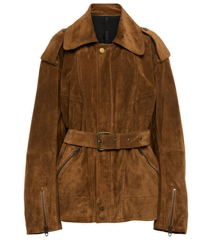 Photo: Petar Petrov Belted suede biker jacket