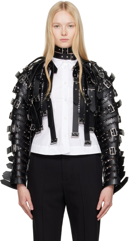 Photo: Noir Kei Ninomiya Black Synthetic Faux-Leather Jacket