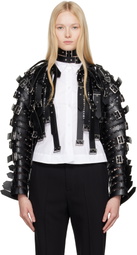 Noir Kei Ninomiya Black Synthetic Faux-Leather Jacket