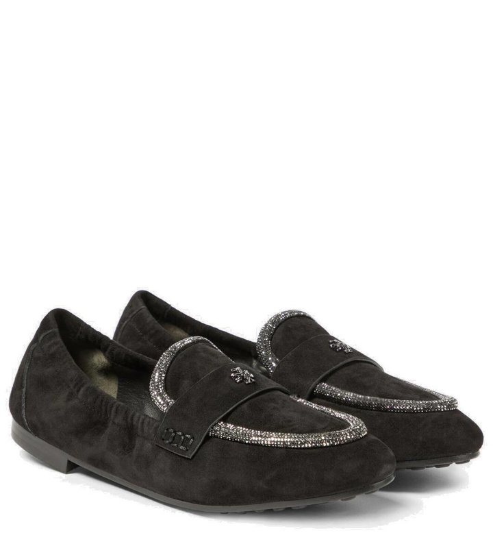 Photo: Tory Burch Crystal-embellished suede loafers