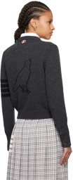 Thom Browne Gray 4-Bar Raven Icon Cardigan