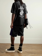 Local Authority LA - LA Bones FUFC Logo-Print Satin-Twill and Mesh T-Shirt - Black