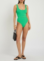 Melissa Odabash Rio Belted Ribbed Swimsuit Green