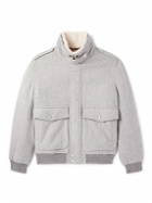 Brunello Cucinelli - Shearling-Trimmed Cashmere Bomber Jacket - Gray