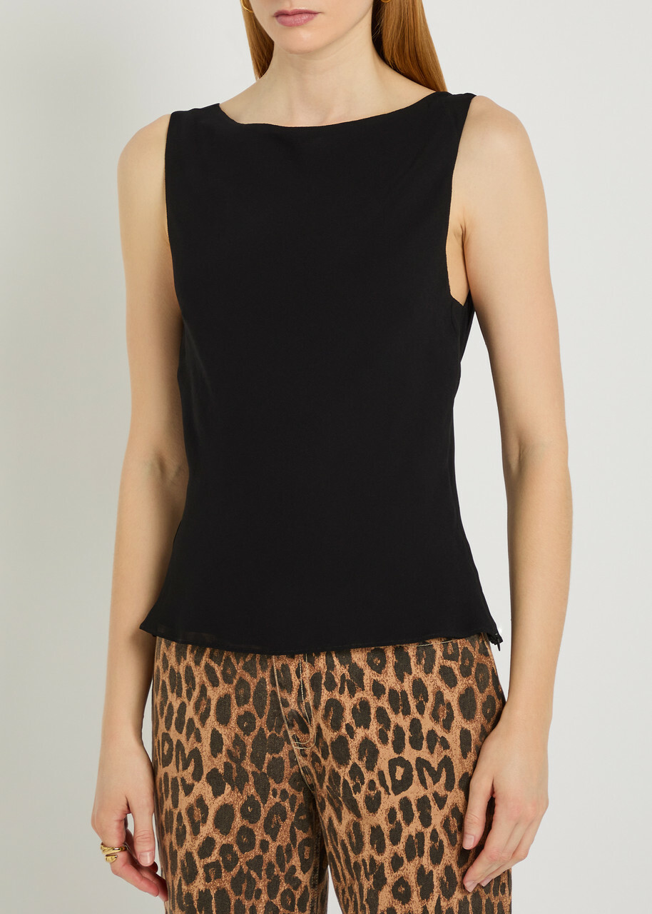 Reformation Dorthea Georgette top Black