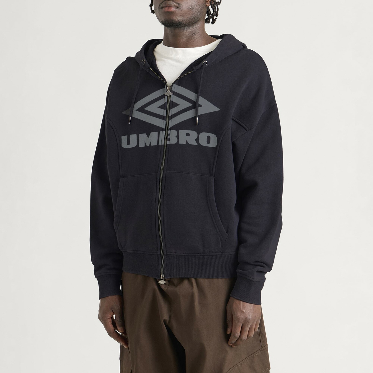 Umbro Men's Washed Zip Through Hoodie in Black/Sedona Sage