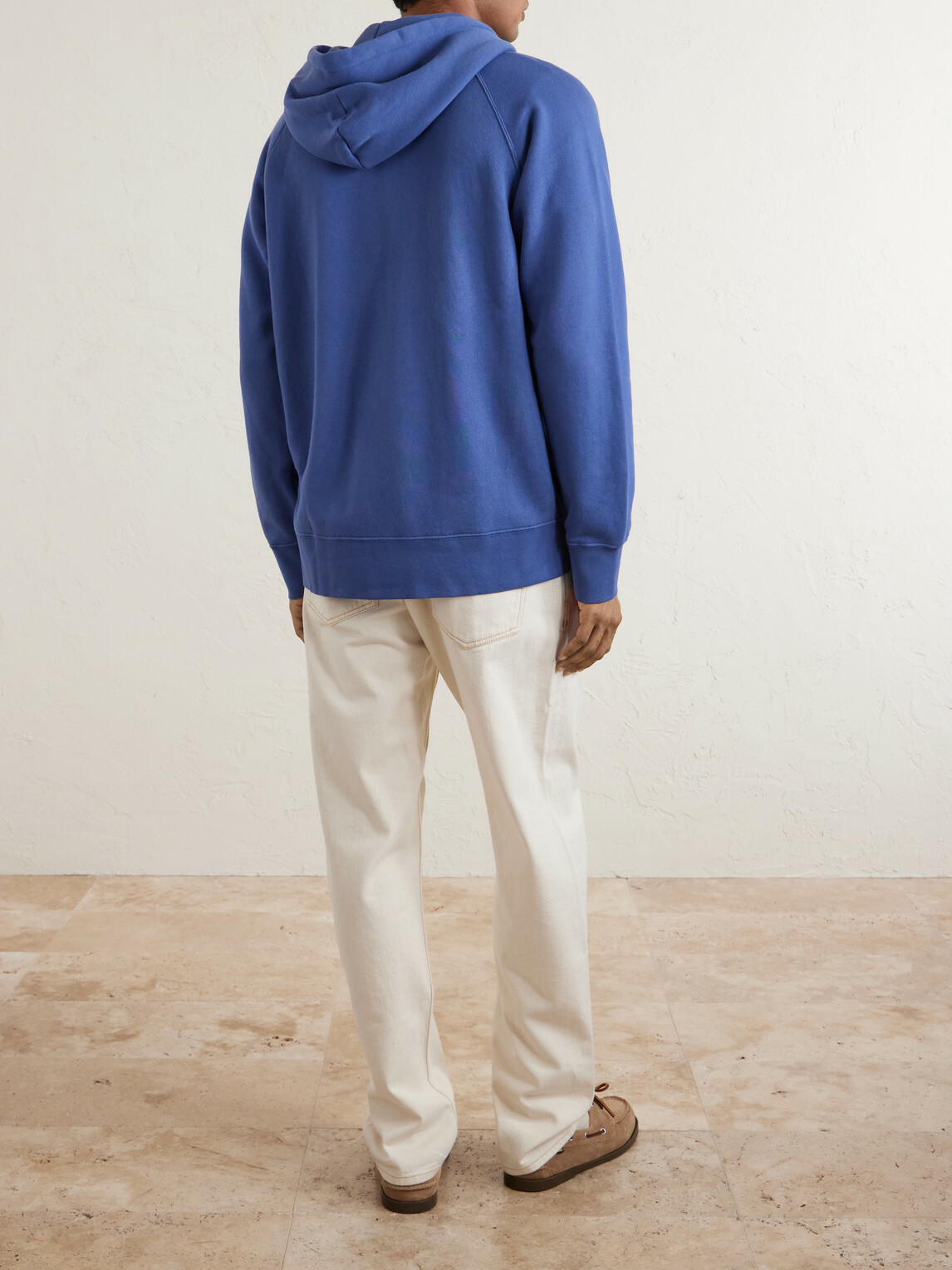 Hartford - Cotton-Jersey Zip-Up Hoodie - Blue