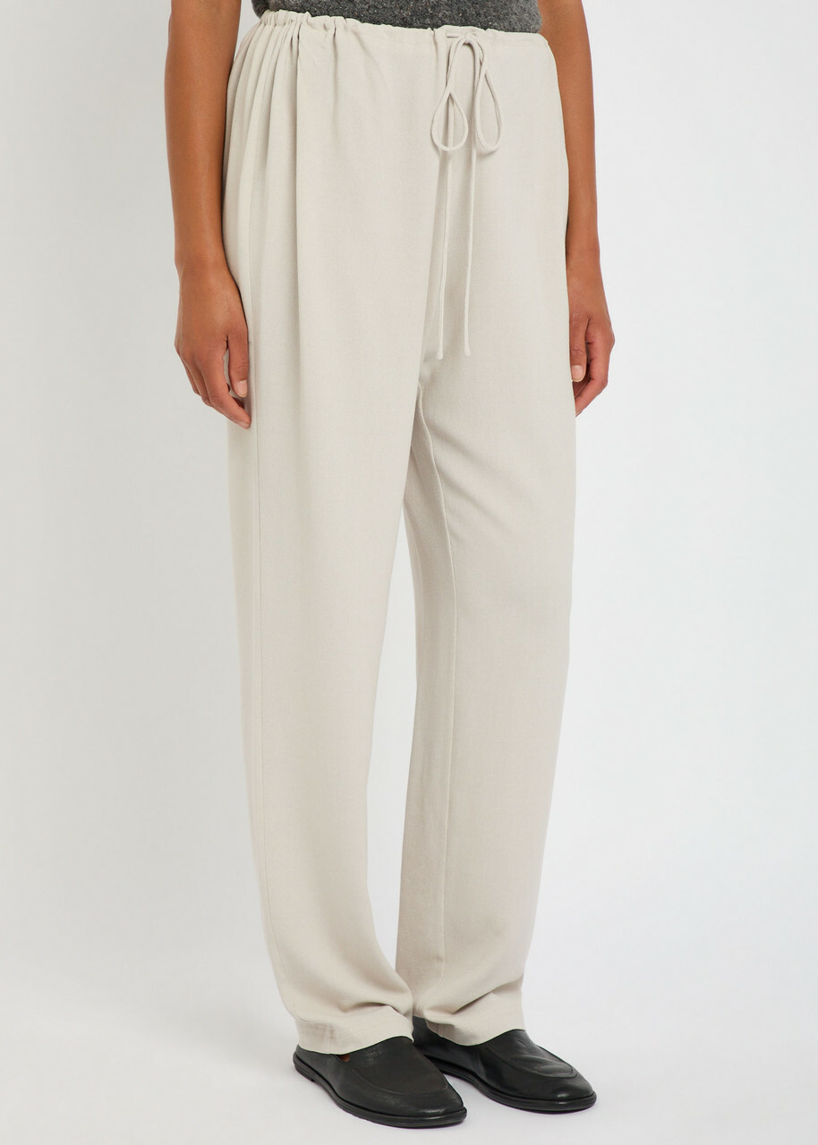 Tove Drawstring Crepe Trousers Light Grey