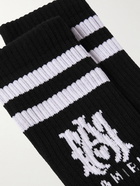 AMIRI - Logo-Intarsia Ribbed Stretch Cotton-Blend Socks - Black