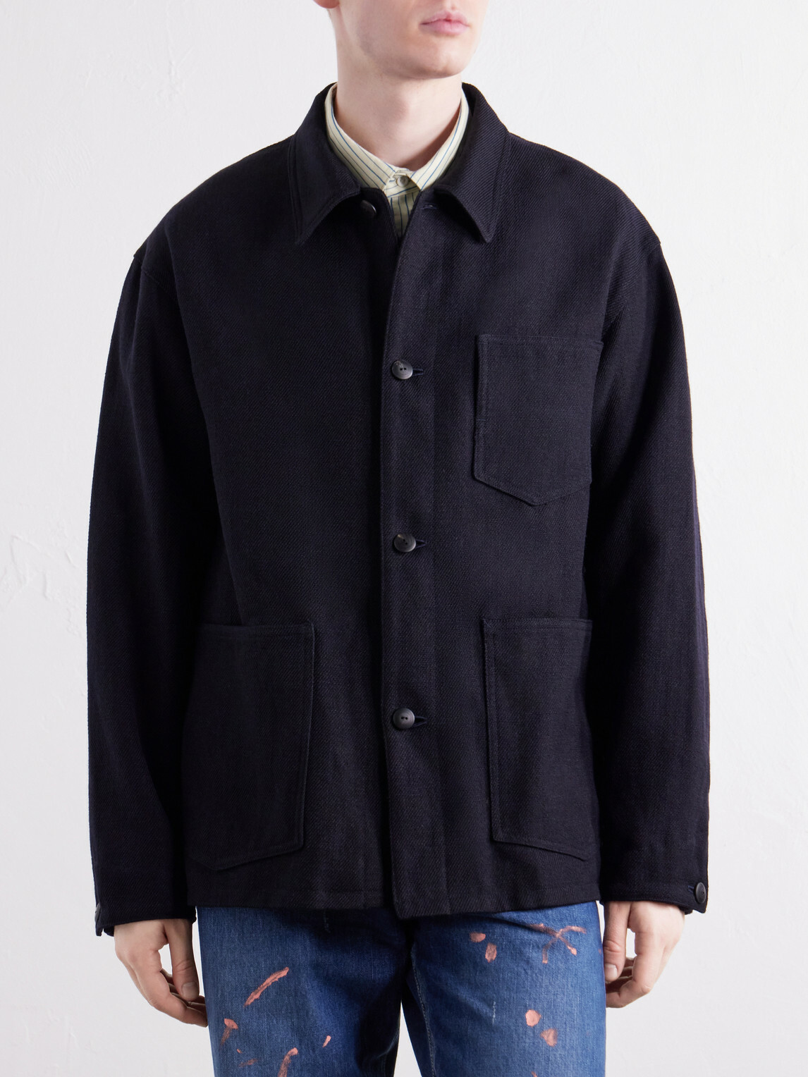 Visvim - Baker Textured Wool and Linen-Blend Jacket - Blue