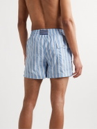 Atalaye - Suertea Short-Length Striped Swim Shorts - Blue