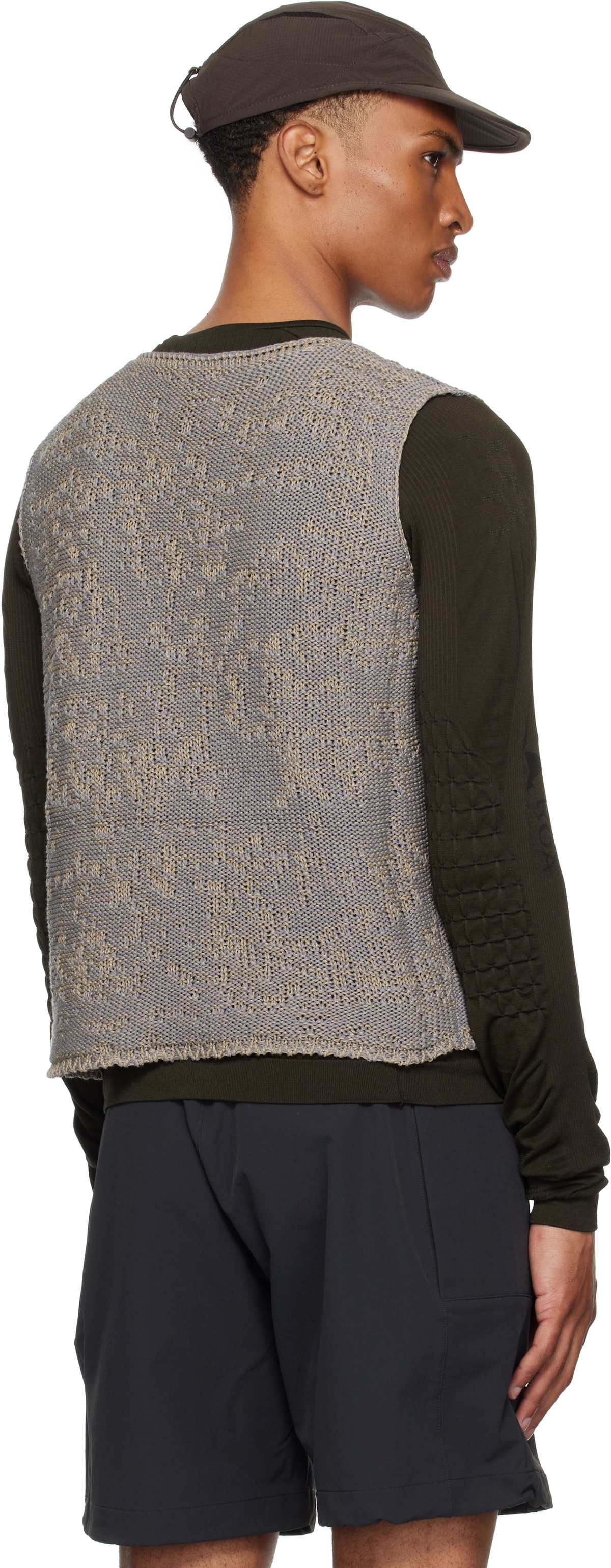 ROA Blue & Beige Vortex Crewneck Vest