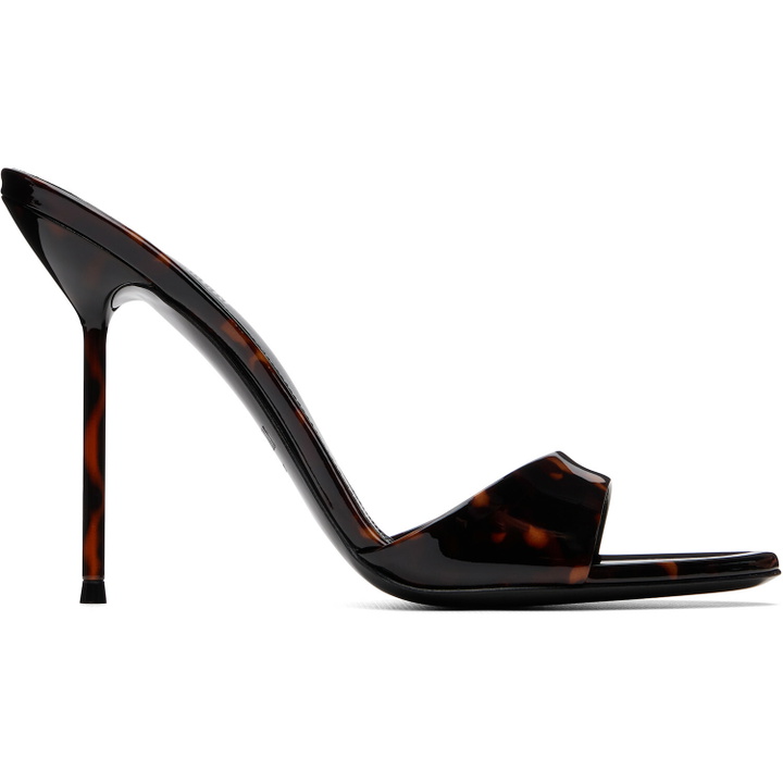 Photo: Paris Texas Black & Brown Lidia Mule 105 Heeled Sandals