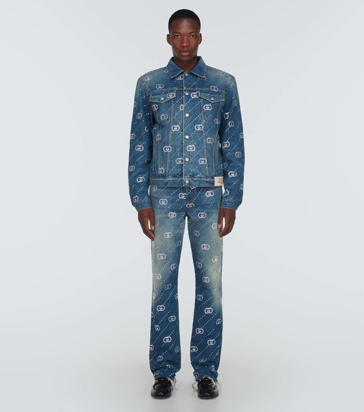 Gucci Crystal-embellished Denim Shorts in Blue for Men