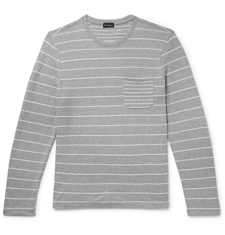 Photo: Club Monaco - Duofold Striped Cotton-Jersey T-Shirt - Gray