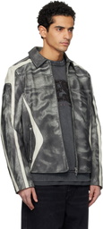 Diesel Black & Off-White L-Amar-Enbi Leather Jacket