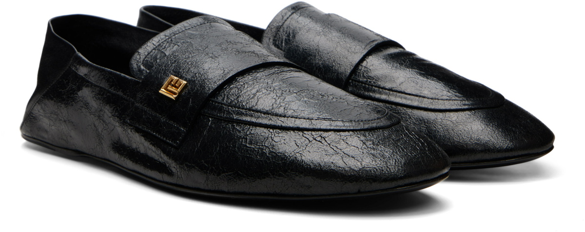 BALMAIN Black Flat Loafers