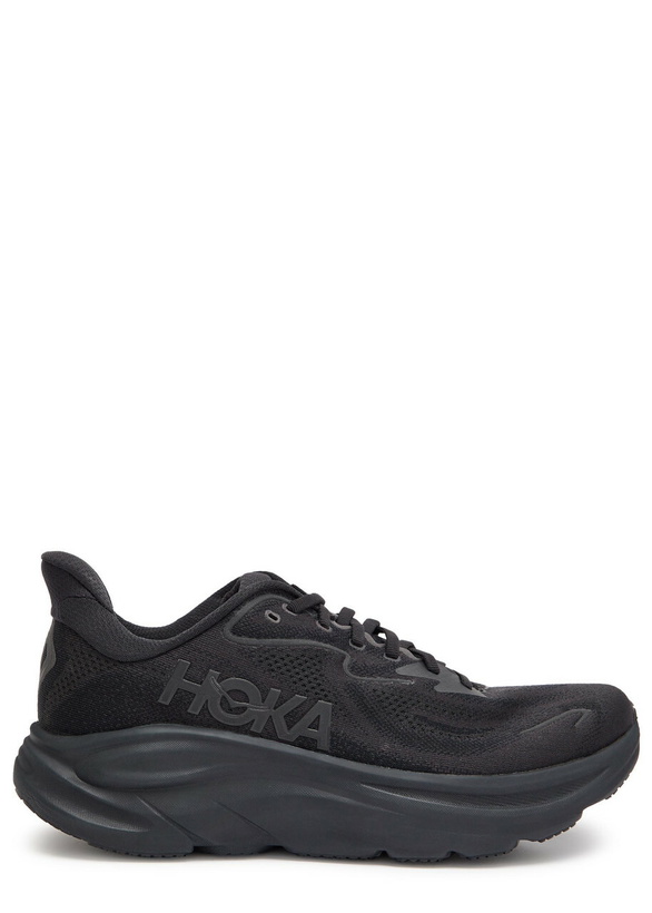 Photo: Hoka Clifton 10 Mesh-knit Sneakers Black