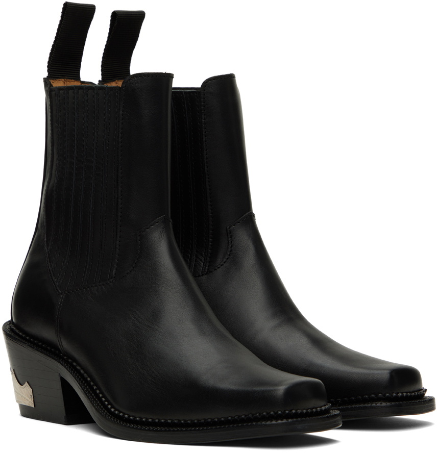Toga Pulla Black Leather Ankle Boots