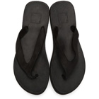 Guidi Black Leather Flip Flops