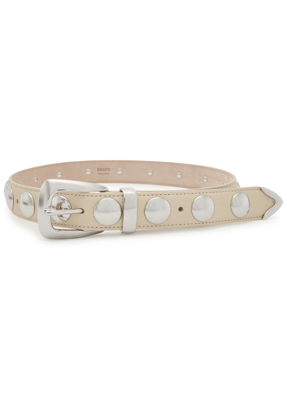 Khaite Benny Studded Leather Belt Ivory