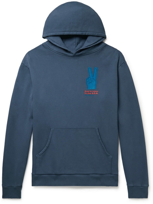 Photo: PASADENA LEISURE CLUB - Made for Leisure Printed Loopback Cotton-Jersey Hoodie - Blue - S
