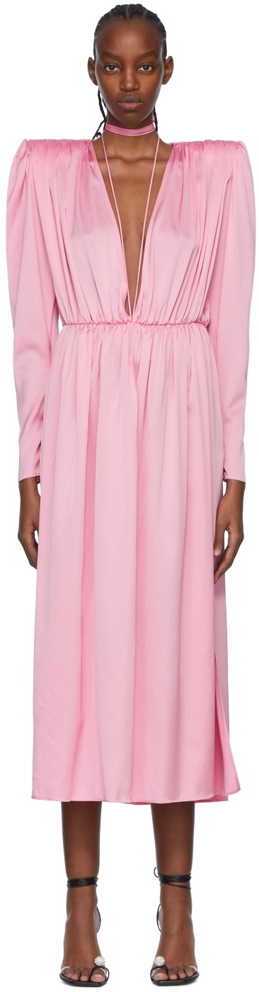 Magda Butrym Pink Silk Midi Dress Magda Butrym