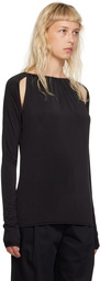 Victoria Beckham Black Cutout Long Sleeve T-Shirt