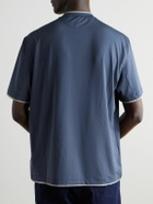 Brunello Cucinelli - Layered Logo-Print Tech-Jersey Tennis T-Shirt - Blue