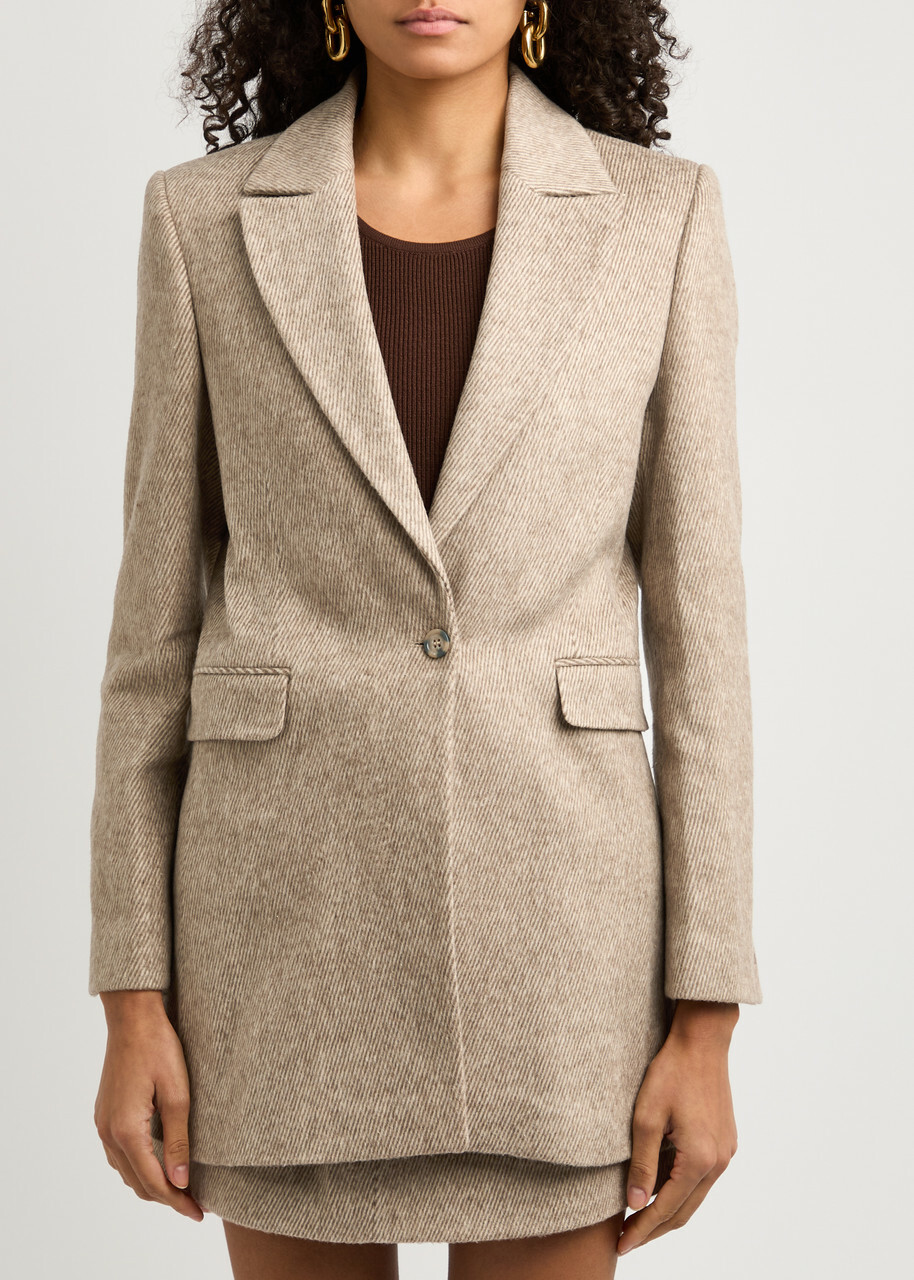 Odd Muse The Ultimate Muse Striped Brushed-knit Blazer Brown