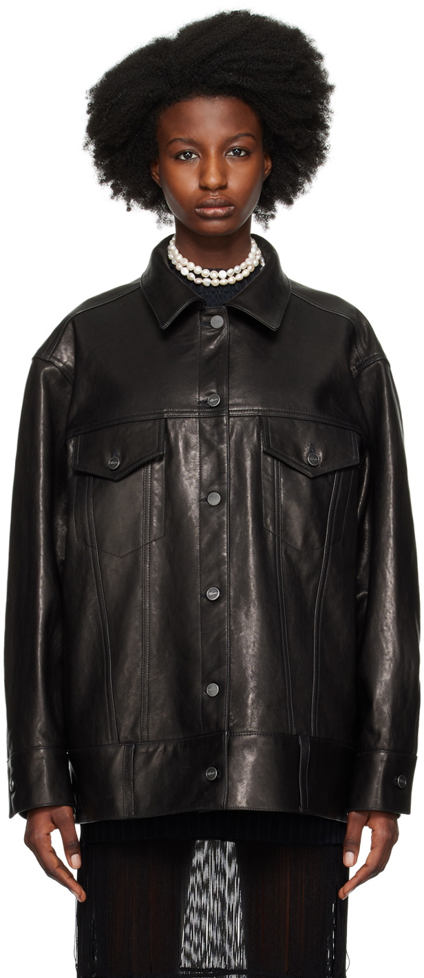 KHAITE Black 'The Grizzo' Leather Jacket Khaite