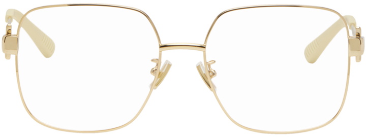 Photo: Bottega Veneta Gold Square Glasses