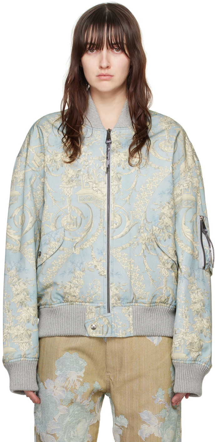 Vivienne Westwood Blue & Beige Bernardo Bomber Jacket
