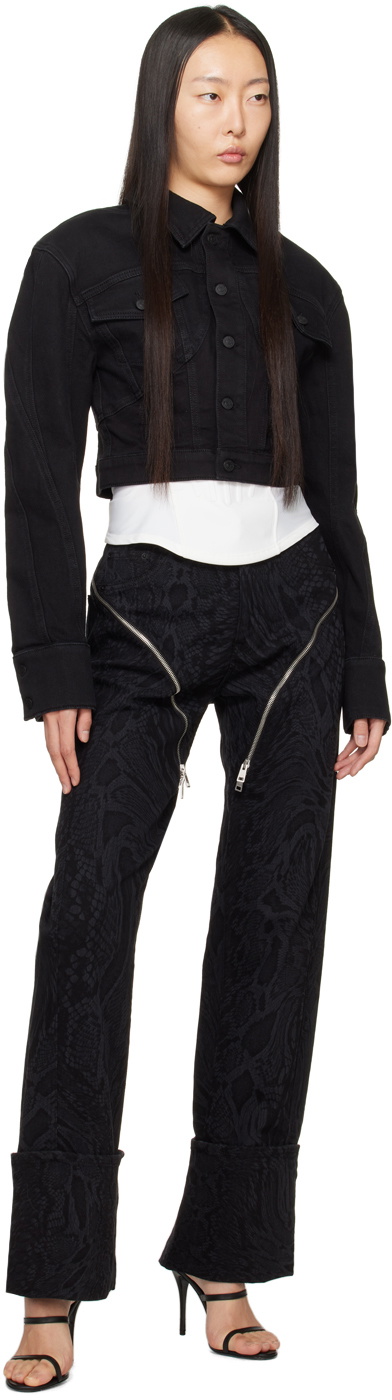 Mugler Black Laser Snake Jeans