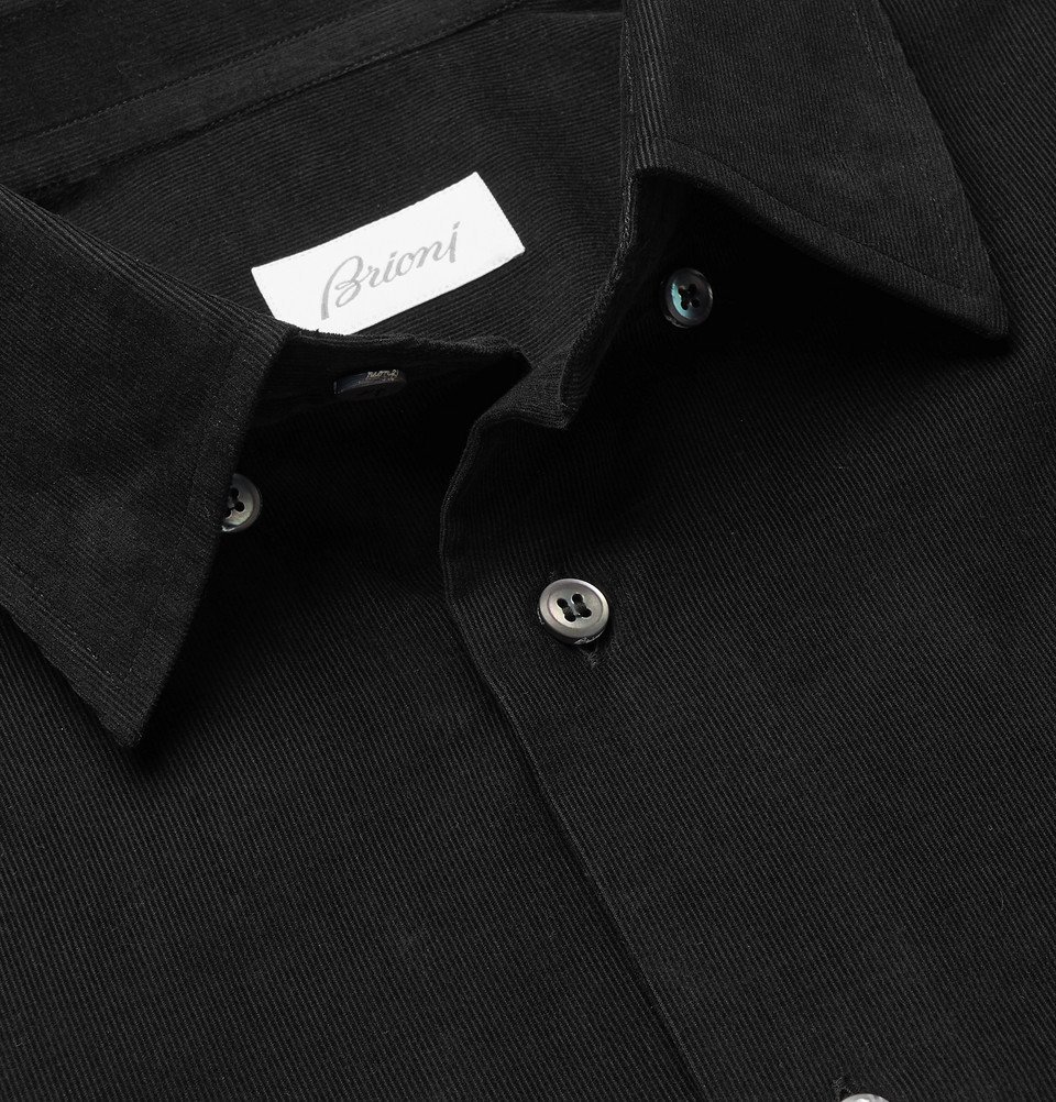Brioni - Cotton-Corduroy Shirt - Black
