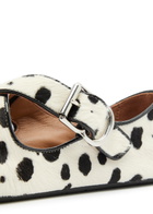 Alaïa Criss Cross Printed Calf-hair Ballet Flats Black And White