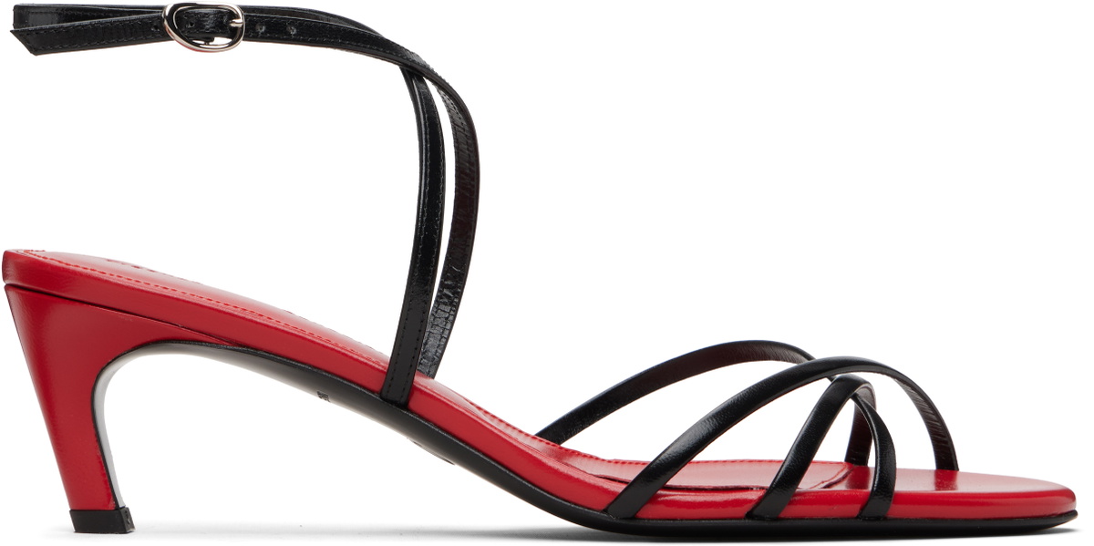 Proenza Schouler Black & Red Uma Ankle Strap Heeled Sandals