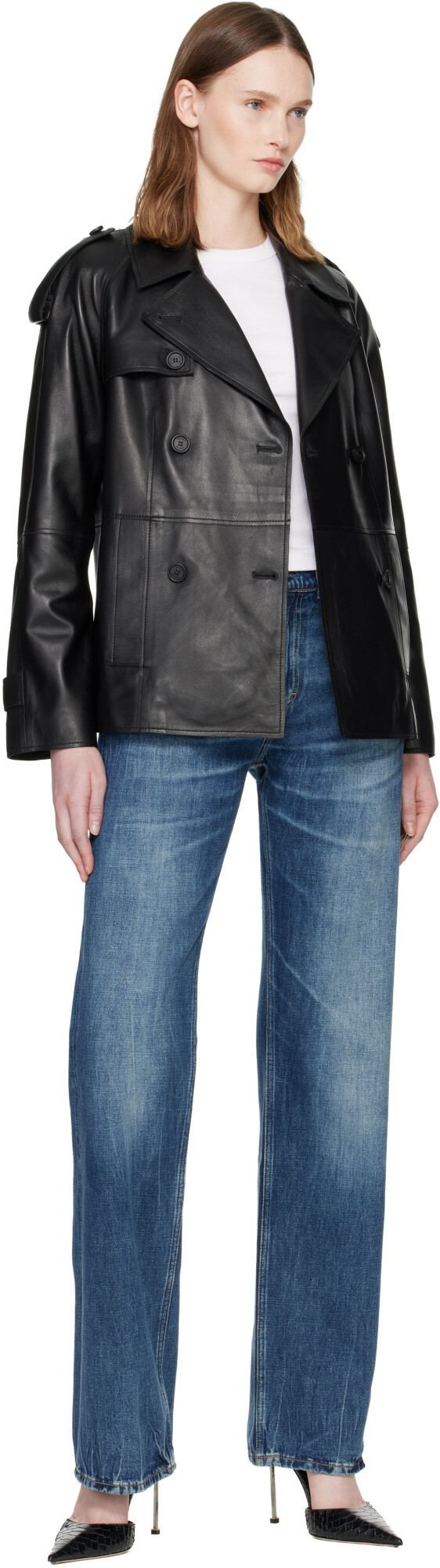 MACKAGE Black DOLORES Double-Breasted Leather Jacket